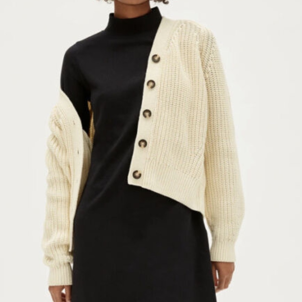 Everlane Cotton Mock Neck Long Sleeve Mini Dress Black XXS